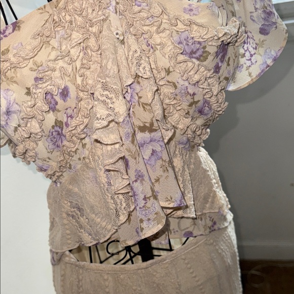 Free People Cream and Purple crop top and skirt - Picture 4 of 7